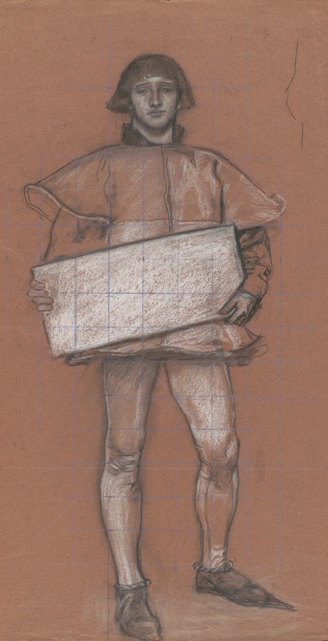 Figurstudie, man i medeltida dräkt. av Edwin Austin Abbey