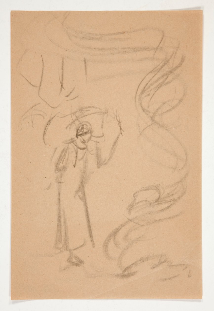 Figurstudie, möjligen för Prospero i av Edwin Austin Abbey