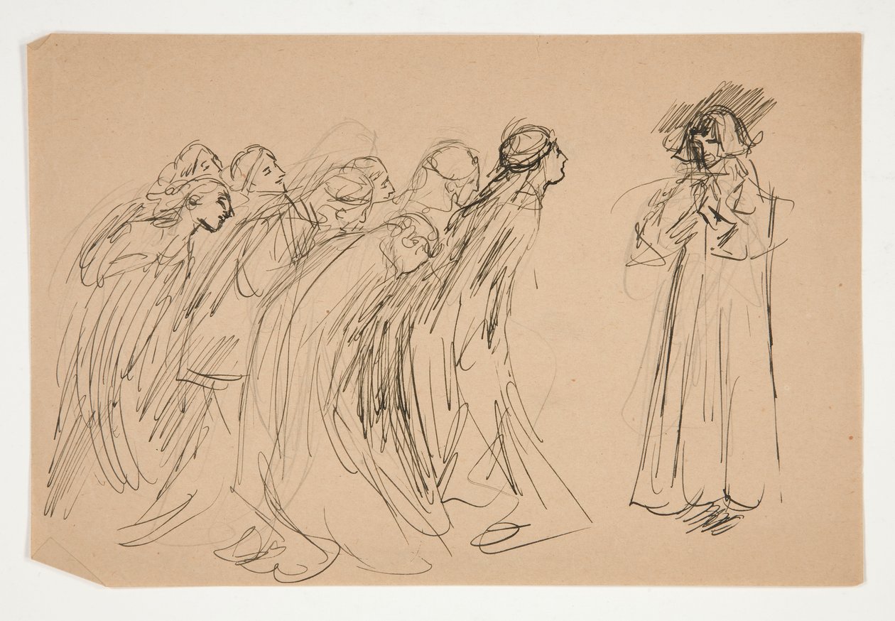 Galahad and the Captive Virtues, studie för The Quest of the Holy Grail (serie med femton målningar för Boston Public Library, färdig 1901) av Edwin Austin Abbey