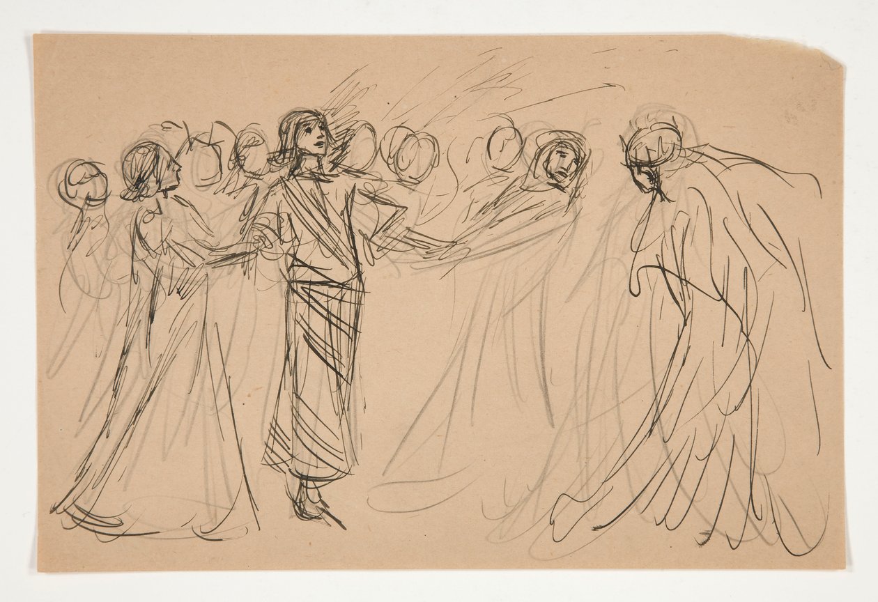 Galahad and the Captive Virtues, studie för The Quest of the Holy Grail (serie med femton målningar för Boston Public Library, färdig 1901) av Edwin Austin Abbey