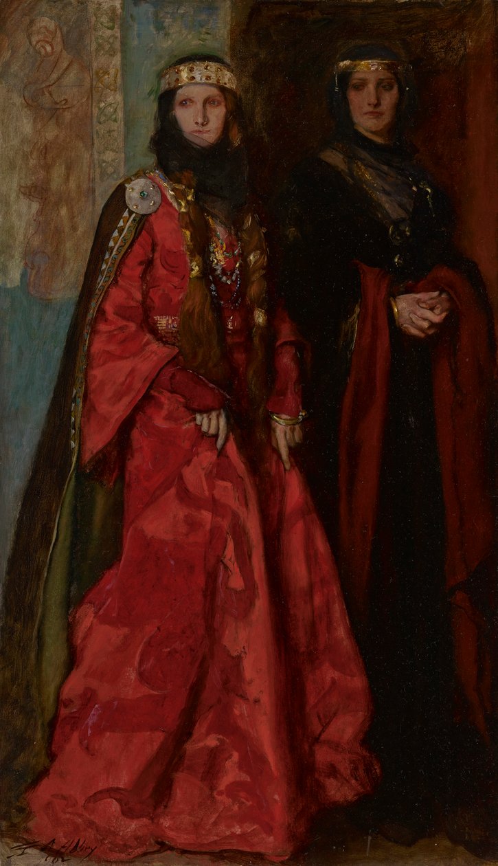 Goneril och Regan, King Lear, akt I, scen I av Edwin Austin Abbey