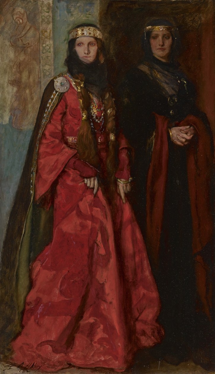 Goneril och Regan i King Lear Act I Scene I, 1902 av Edwin Austin Abbey