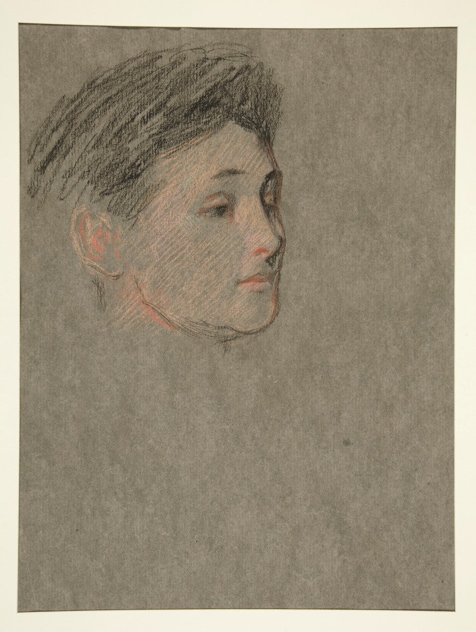 Kvinnohuvud, svart hår, för Edvards kröning. VII av Edwin Austin Abbey