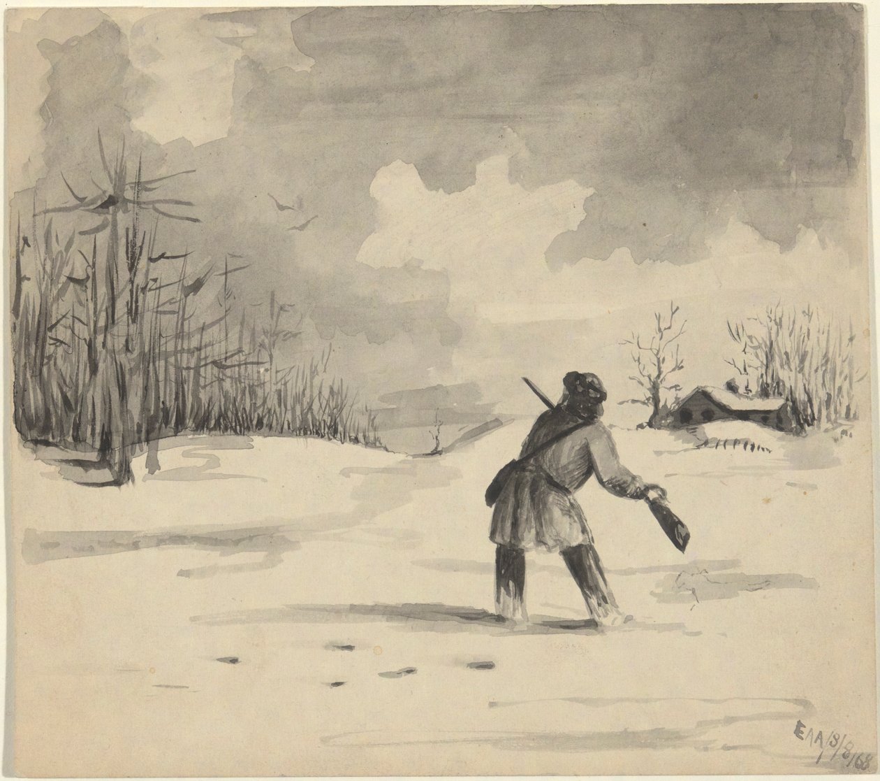 Jägare i snö av Edwin Austin Abbey
