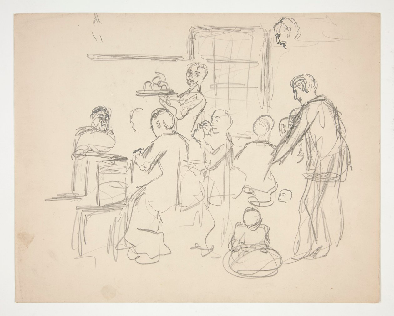Interiör restaurangscen(?) - oidentifierad illustration av Edwin Austin Abbey