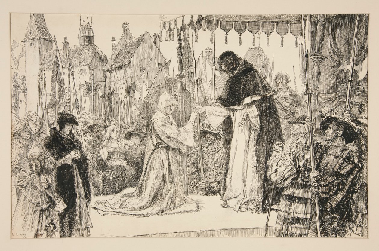 Isabella och hertigen - Akt V, Scen I, Mått för Mått av Edwin Austin Abbey