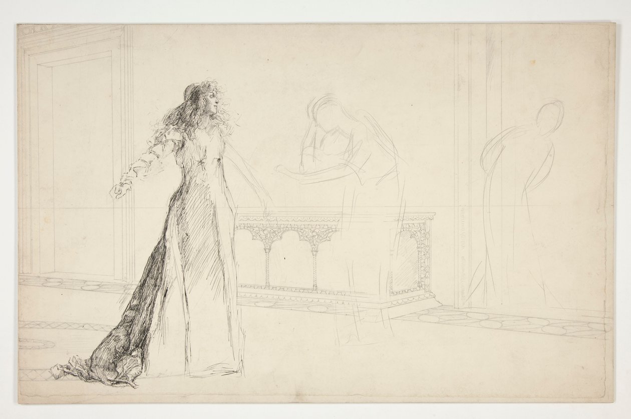 Juliet in hall, från Romeo och Julia av Edwin Austin Abbey