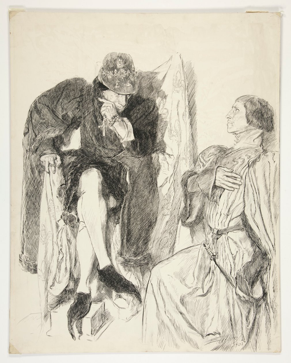 Kung Ludvig XI - akt III, scen III, kung Henrik VI (del III) av Edwin Austin Abbey