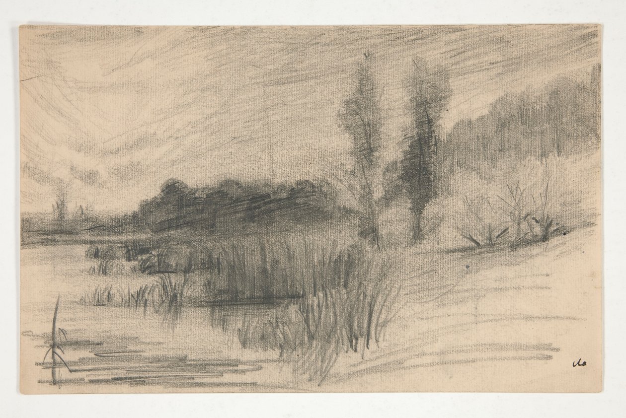 Landskap vid vatten av Edwin Austin Abbey