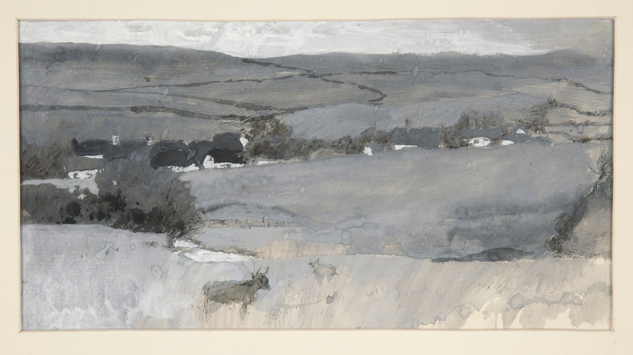 Landskap med ko i förgrunden av Edwin Austin Abbey