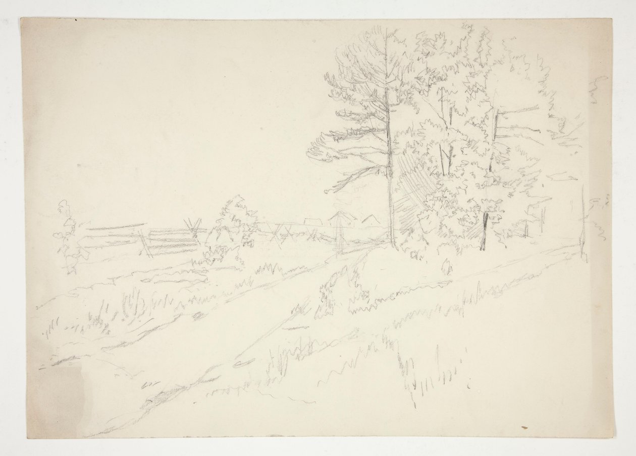 Landskap med väg som löper igenom av Edwin Austin Abbey