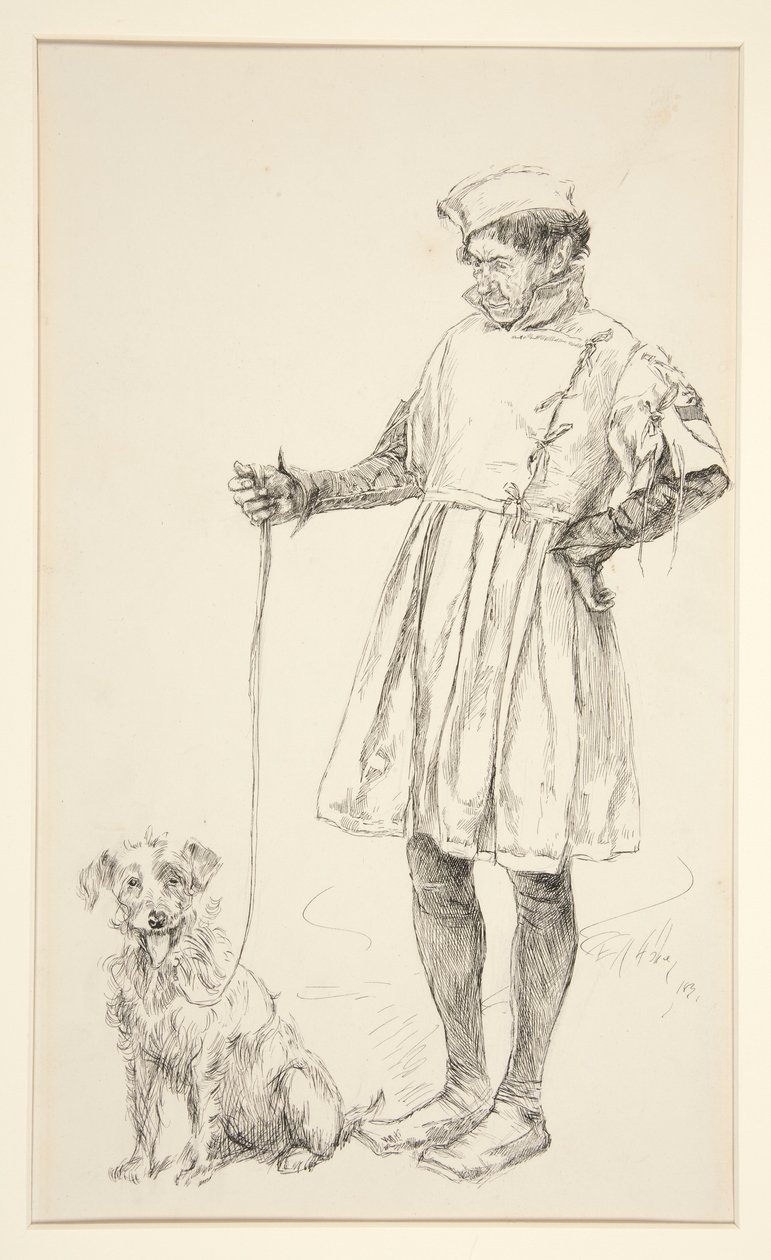 Launce and His Dog, från akt IV, scen iv, Two Gentlemen of Verona av Edwin Austin Abbey