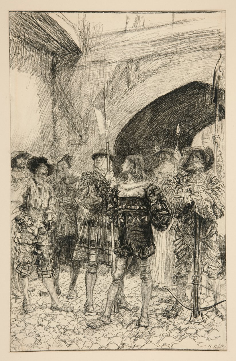 Lucio och Claudio - Akt I, Scen iii, Mått för Mått av Edwin Austin Abbey