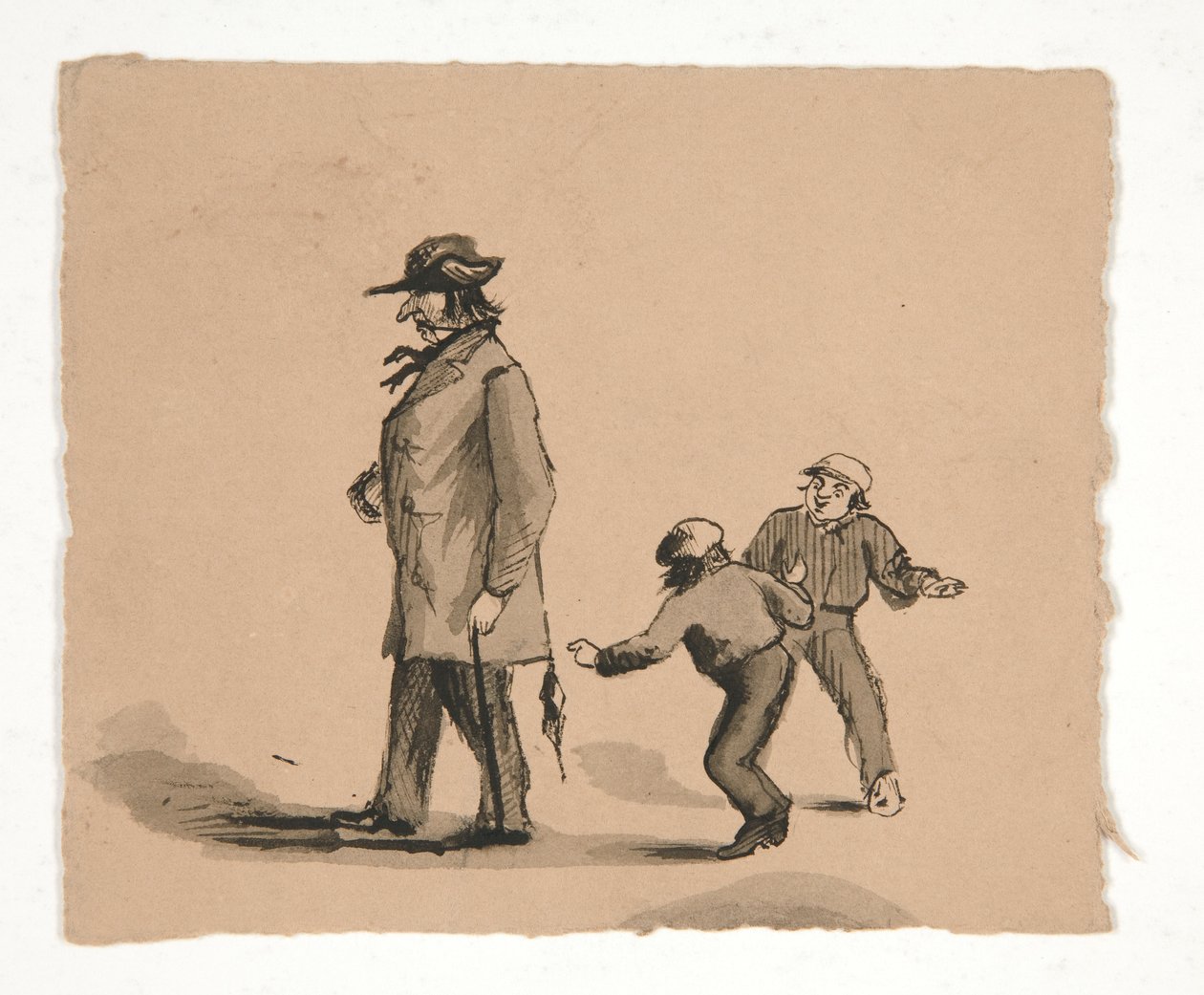 Man går med två pojkar av Edwin Austin Abbey