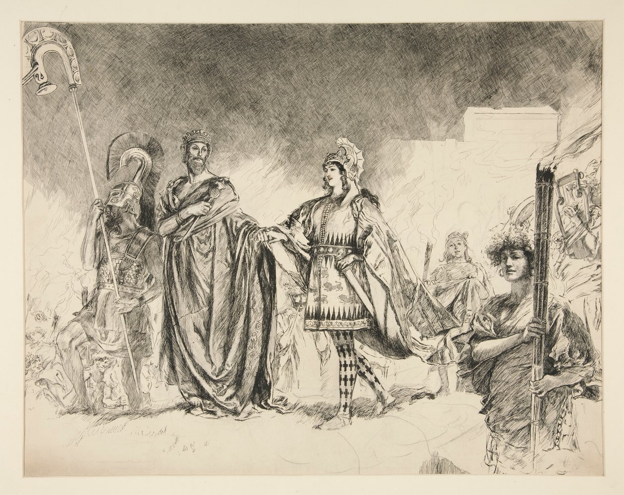 Marriage Morning of Theseus and Hippolyta (studie för .1036) - Enter Theseus, från En midsommarnatt av Edwin Austin Abbey