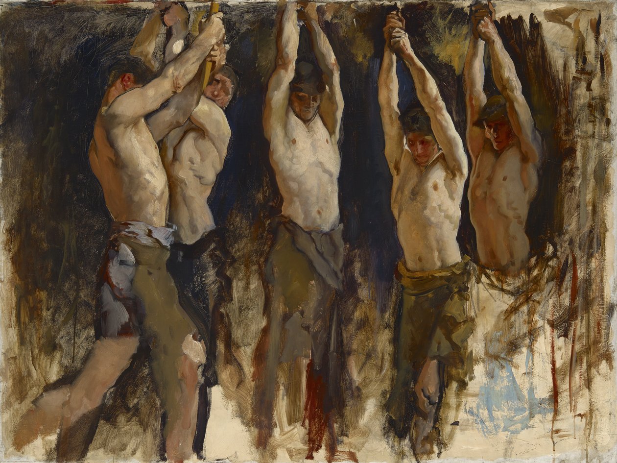 Men at an Anvil, studie för The Spirit of Vulcan, c.1904-8 av Edwin Austin Abbey