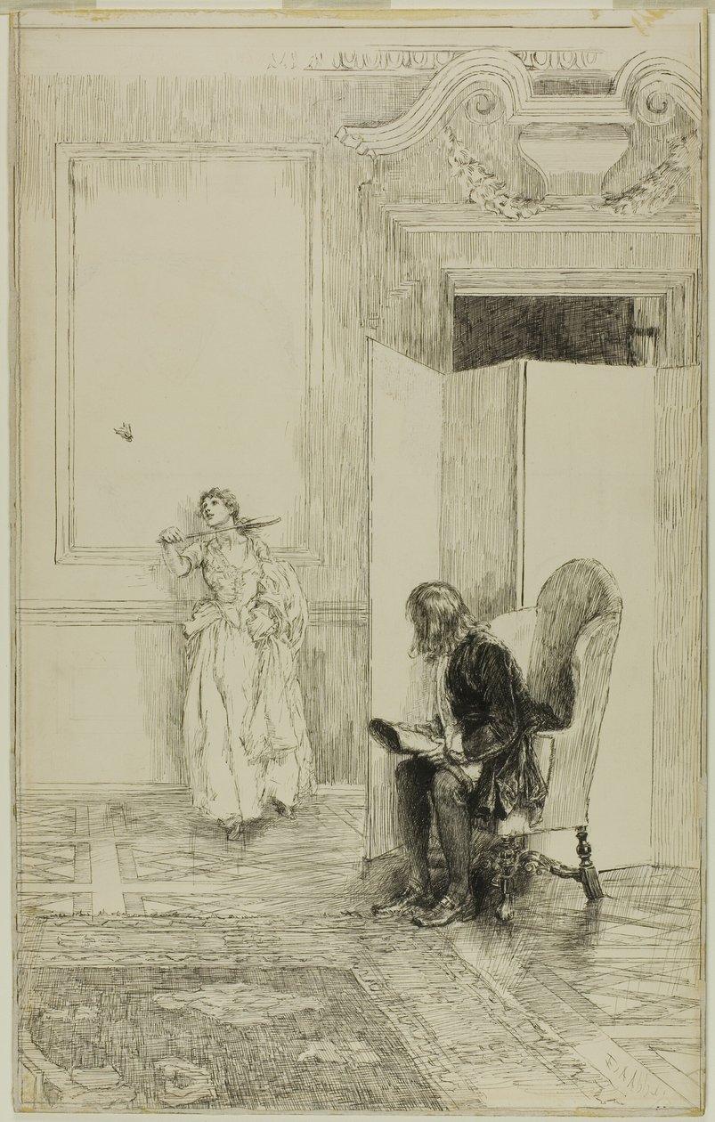 Korsade nu en spegels ansikte av Edwin Austin Abbey