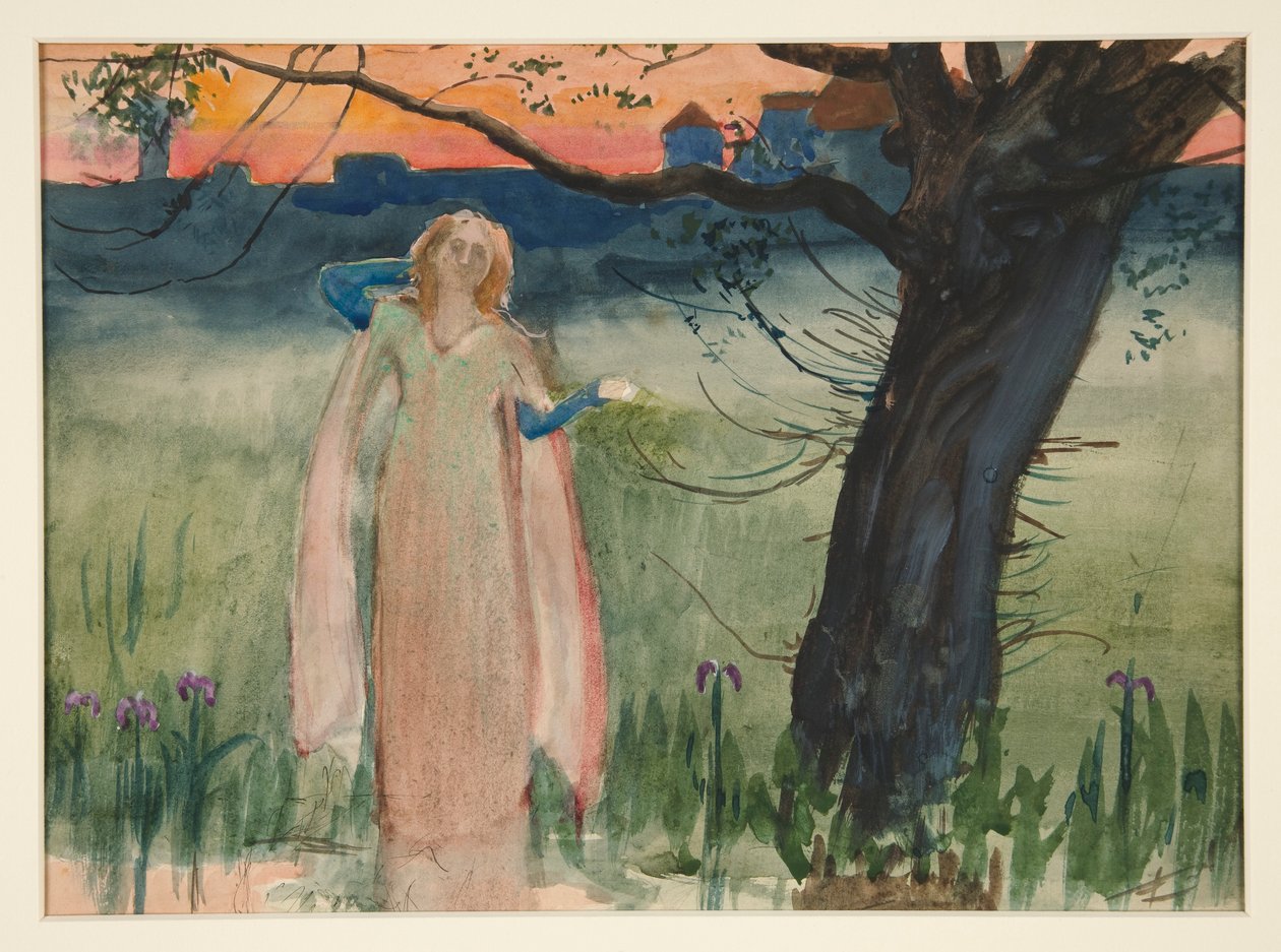 Ophelia vid bäcken - Akt IV, Scen VII, Hamlet av Edwin Austin Abbey
