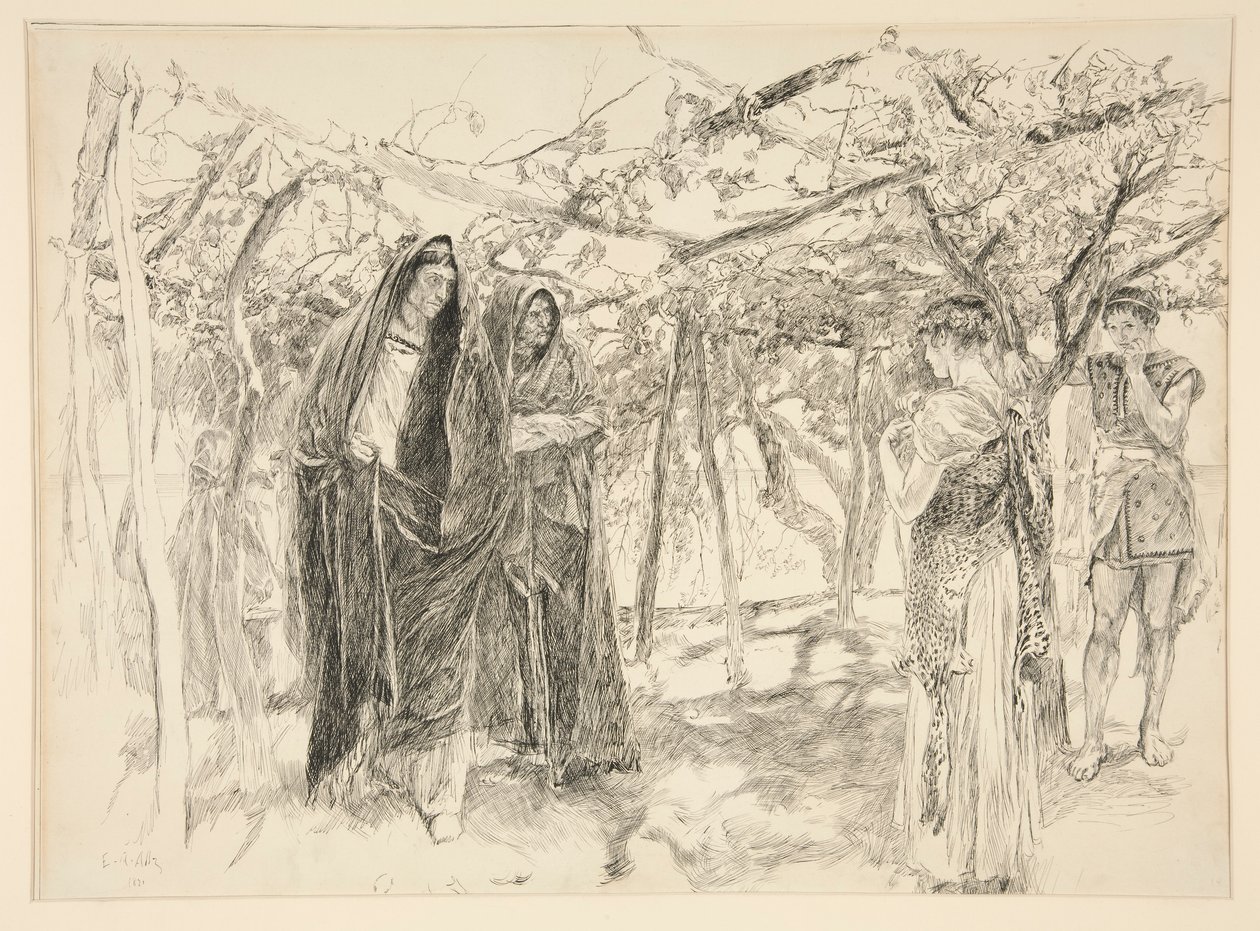 Polixenes och Perdita - Akt IV, Scen III, Vintern av Edwin Austin Abbey