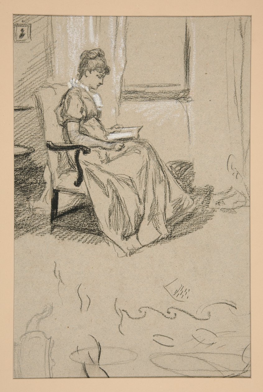 Porträtt av Mrs Abbey, läser av Edwin Austin Abbey