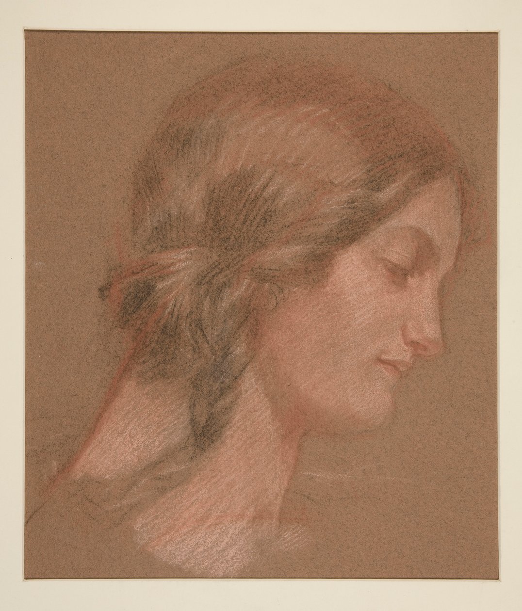 Porträtt av en kvinna i profil av Edwin Austin Abbey