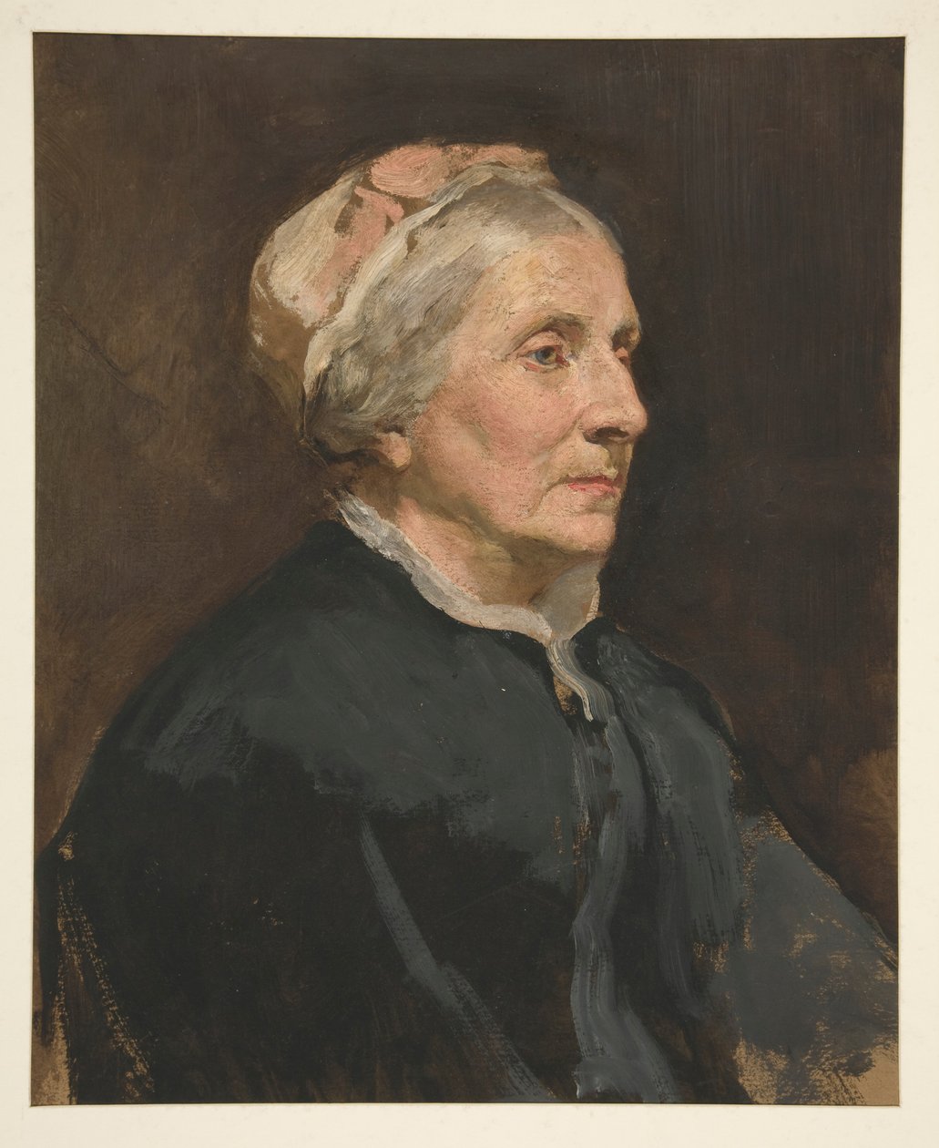 Porträtt av en äldre kvinna (oidentifierad barnvakt) av Edwin Austin Abbey