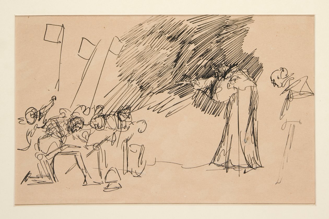 Preliminär skiss för akt II, scen I, alla av Edwin Austin Abbey