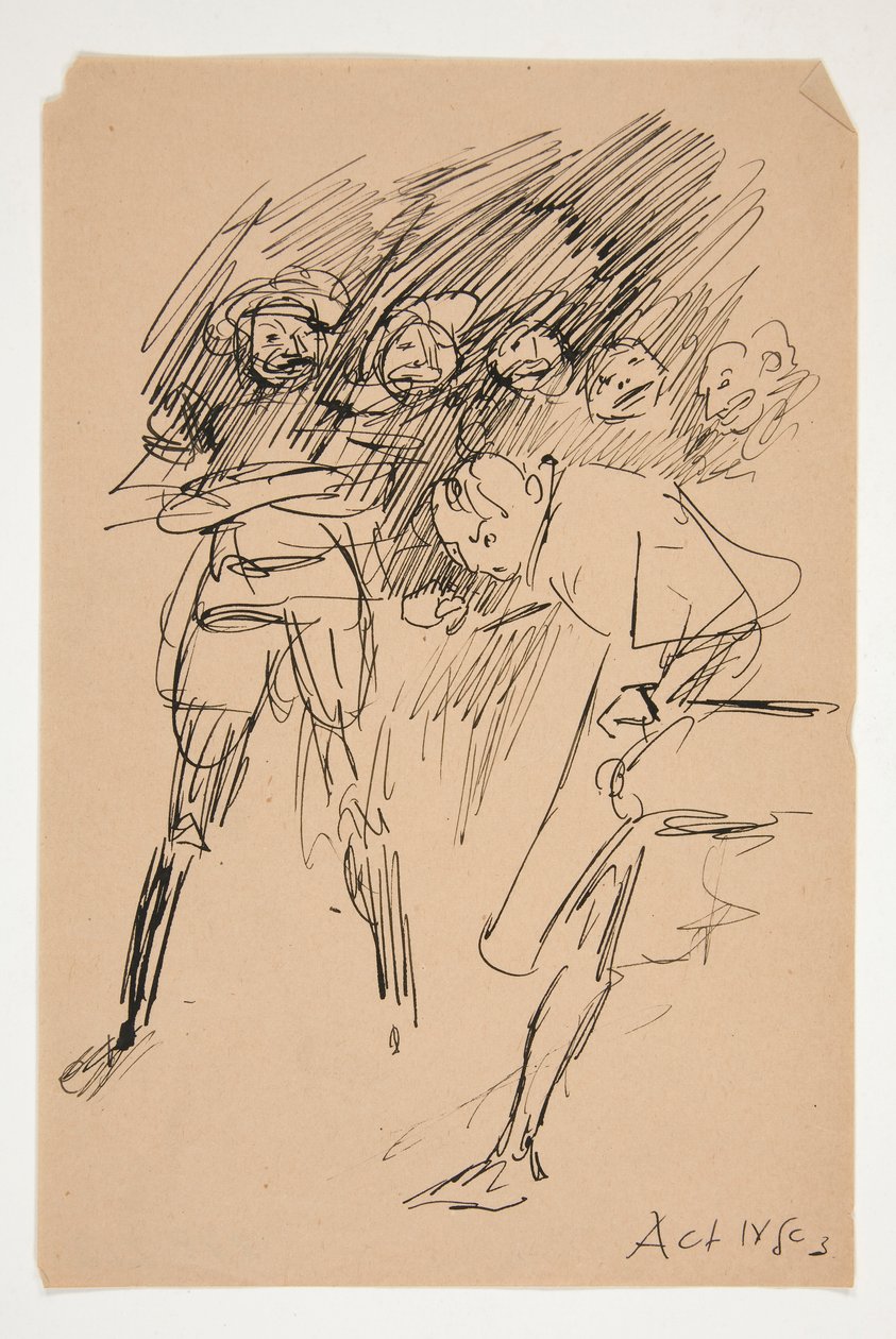 Preliminär skiss för akt IV, scen III, alla av Edwin Austin Abbey