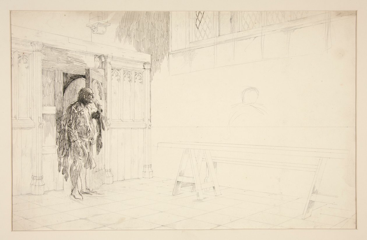 Preliminär skiss för Merry Wives of Windsor av Edwin Austin Abbey