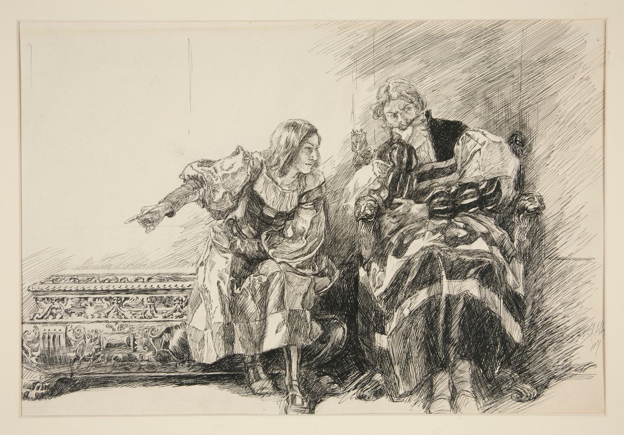 Proteus och hertigen, från akt III, scen i, Two Gentlemen of Verona av Edwin Austin Abbey