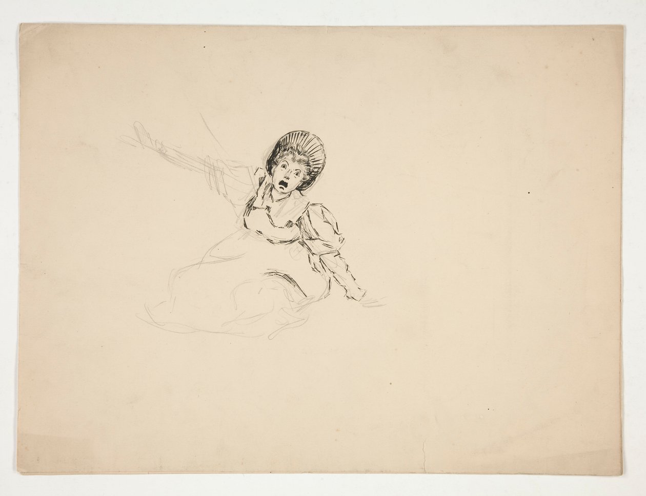 Screaming woman (studie för .3439), sketch för The Lay of the Lobster av Edwin Austin Abbey