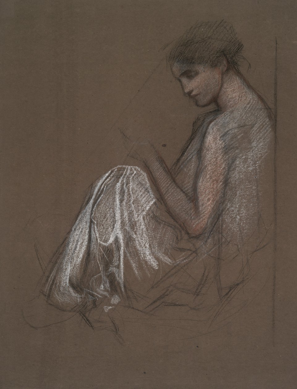 Sittande kvinnofigur. av Edwin Austin Abbey
