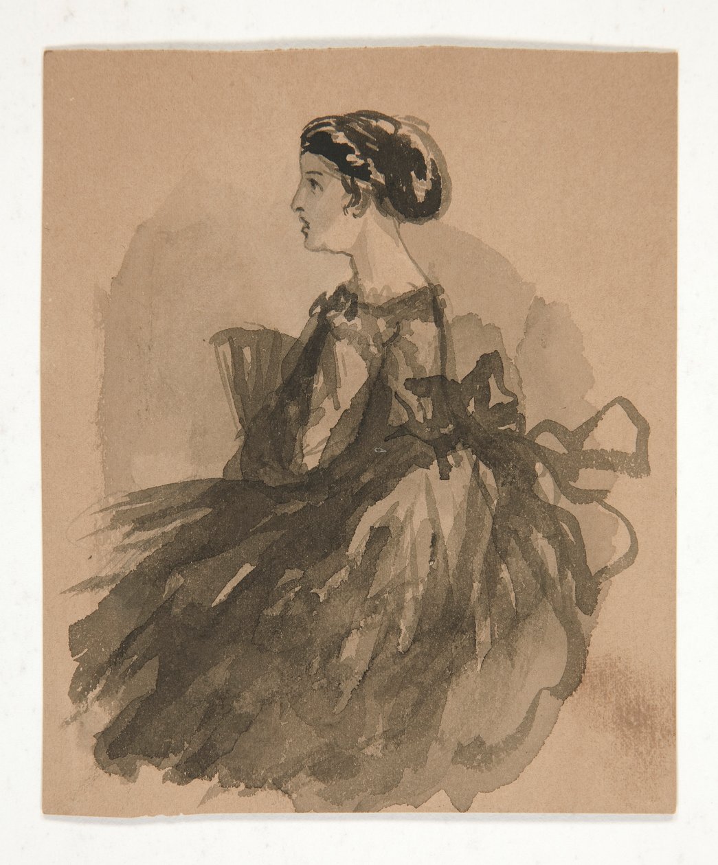 Sittande kvinnor (recto); Fem skisser av huvuden (verso) av Edwin Austin Abbey