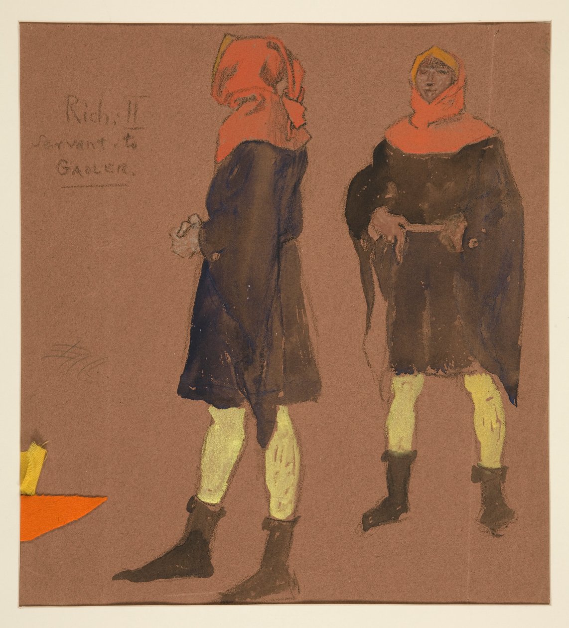 Sewart till Gaoler, kostymskiss för kung Richard II av Edwin Austin Abbey