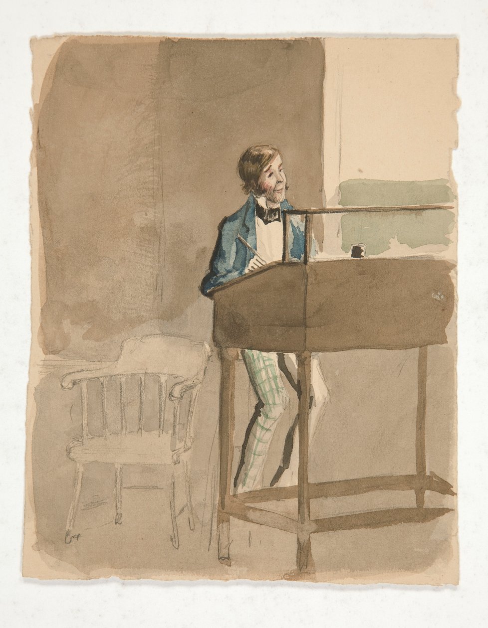 Skiss för Charles Dickens av Edwin Austin Abbey
