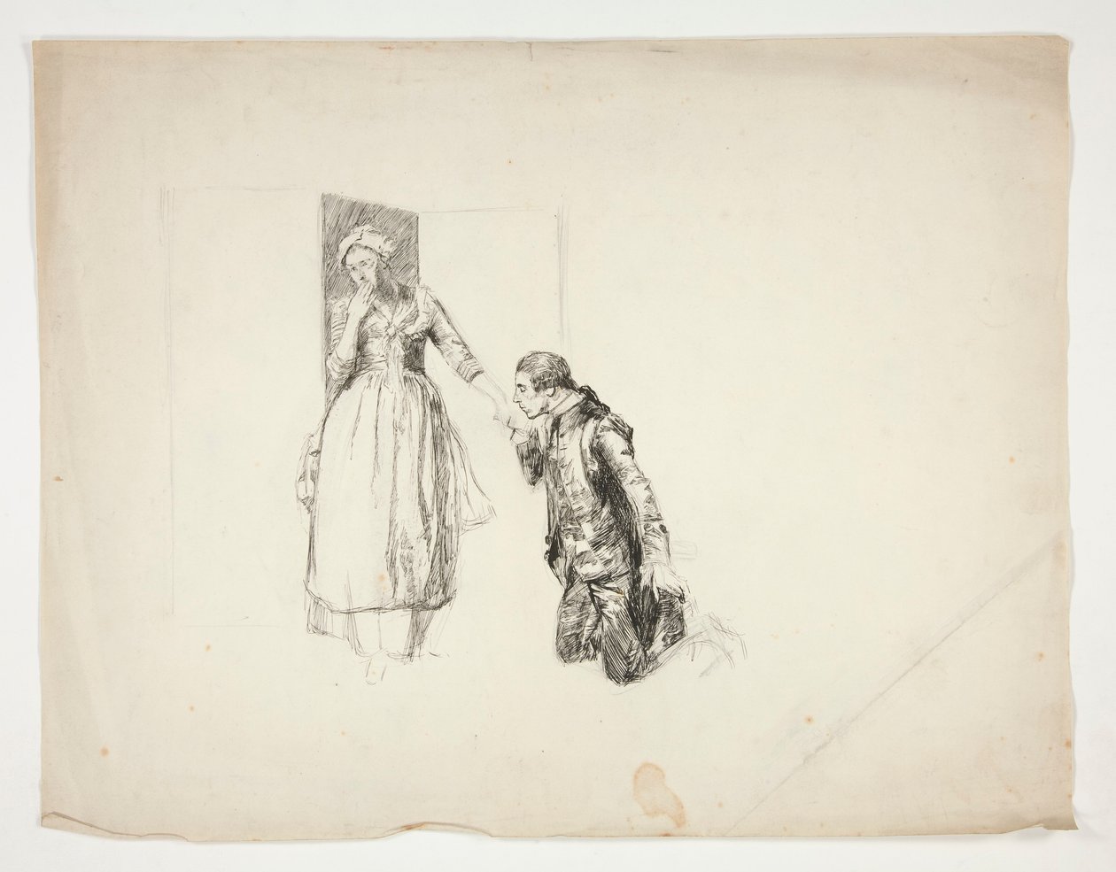 Skiss för Oliver Goldsmith av Edwin Austin Abbey