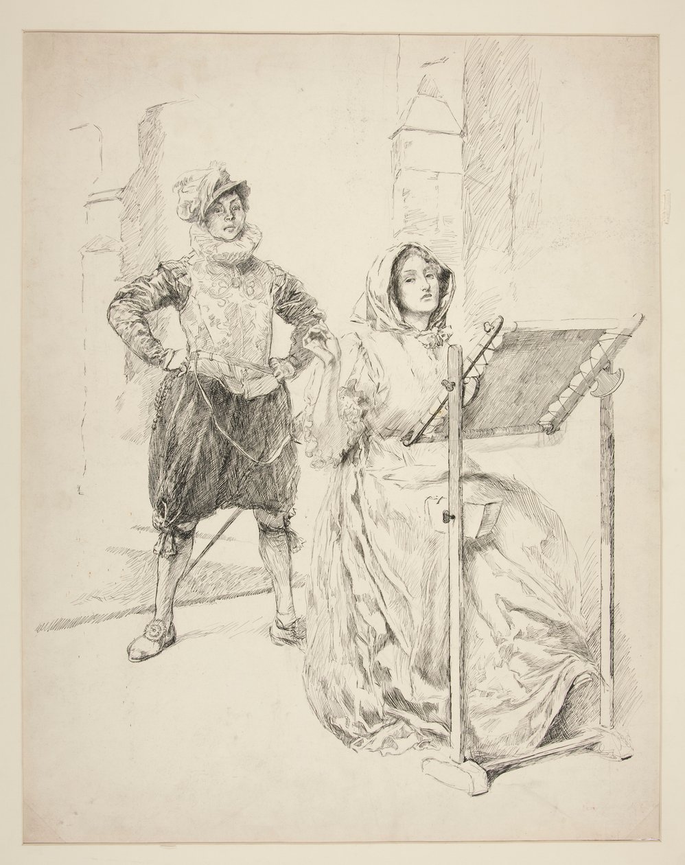 Skiss till påskliljasången av Edwin Austin Abbey