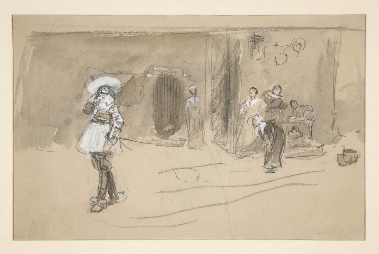 Skiss för en illustration för Selections from the Poetry of Robert Herrick (bok utgiven av Harper 1882, tidigare publicerad i Harper av Edwin Austin Abbey