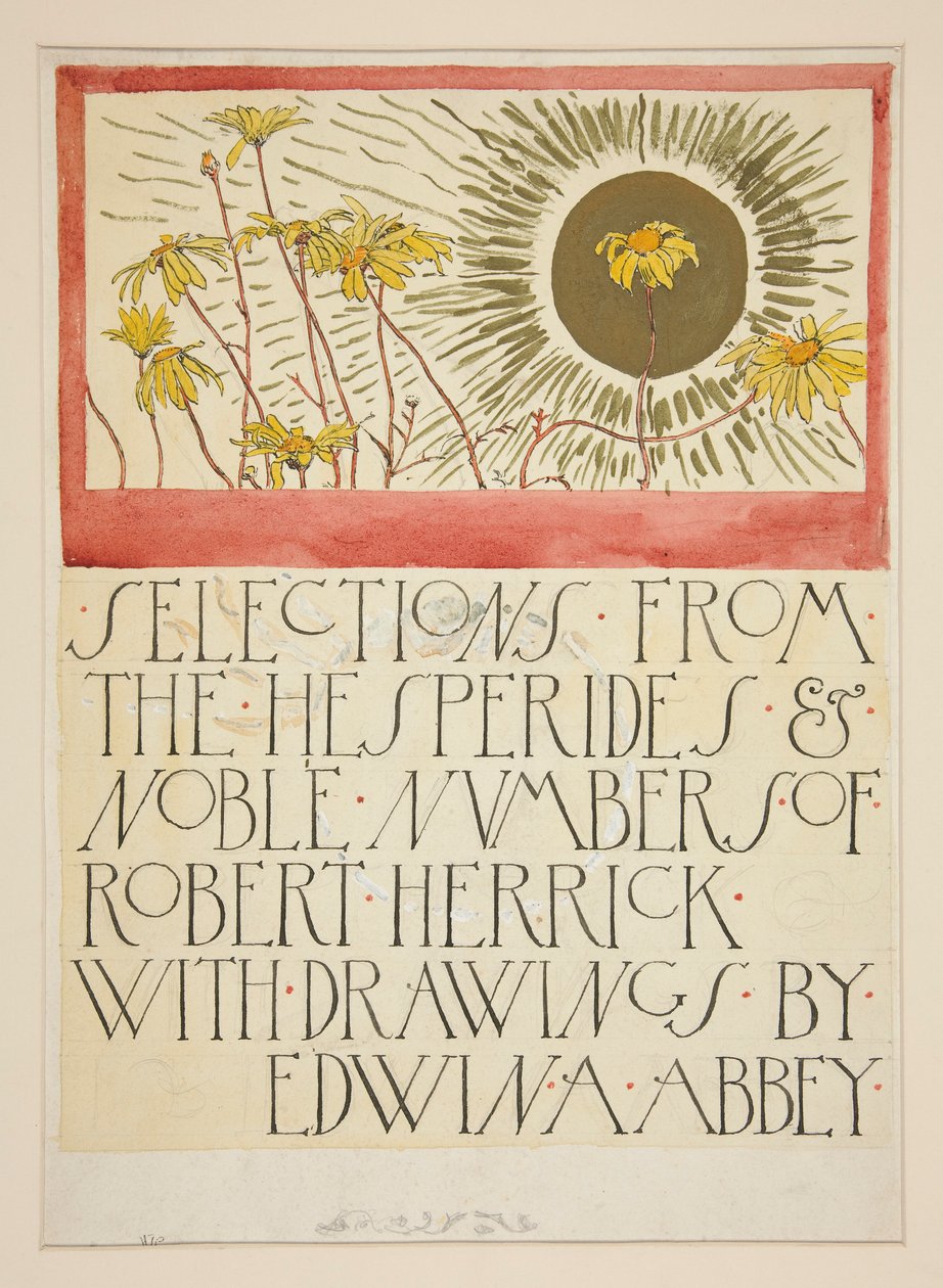 Skiss för en illustration för Selections from the Poetry of Robert Herrick (bok utgiven av Harper 1882, tidigare publicerad i Harper av Edwin Austin Abbey