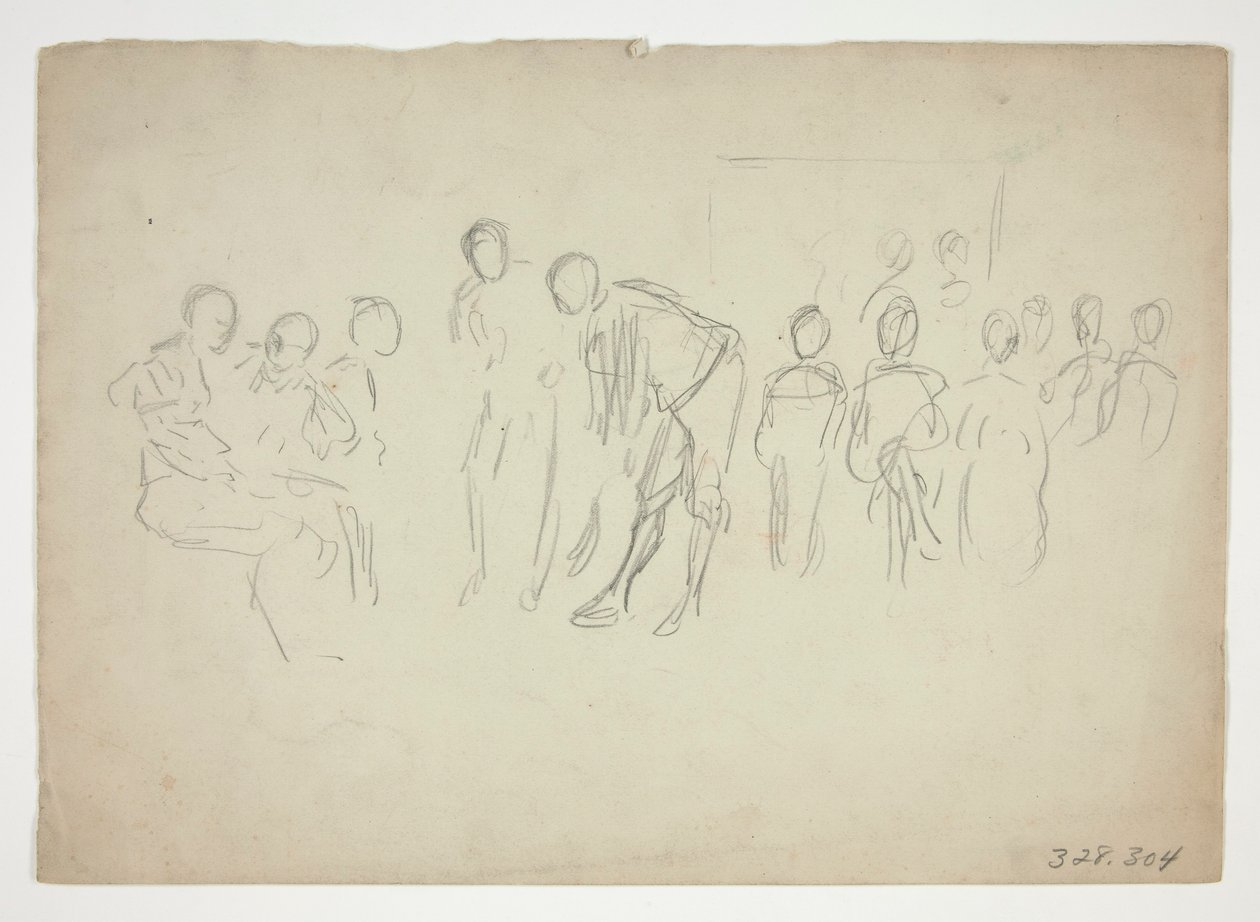 Skiss av en folkmassa - oidentifierad illustration av Edwin Austin Abbey