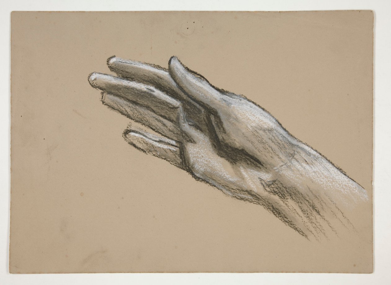 Skiss av en hand (recto); Kompositionsstudier för en pjäs (?) (verso) av Edwin Austin Abbey