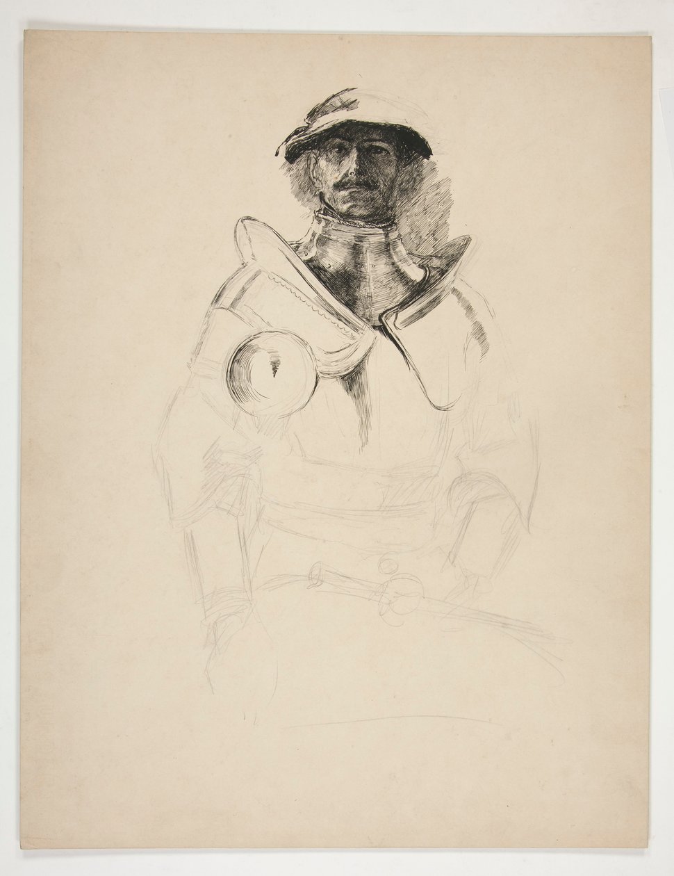 Skiss av en riddare i rustning av Edwin Austin Abbey