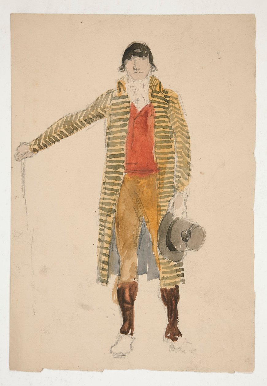 Skiss av en man - kostymstudie för La Tosca(?) av Edwin Austin Abbey