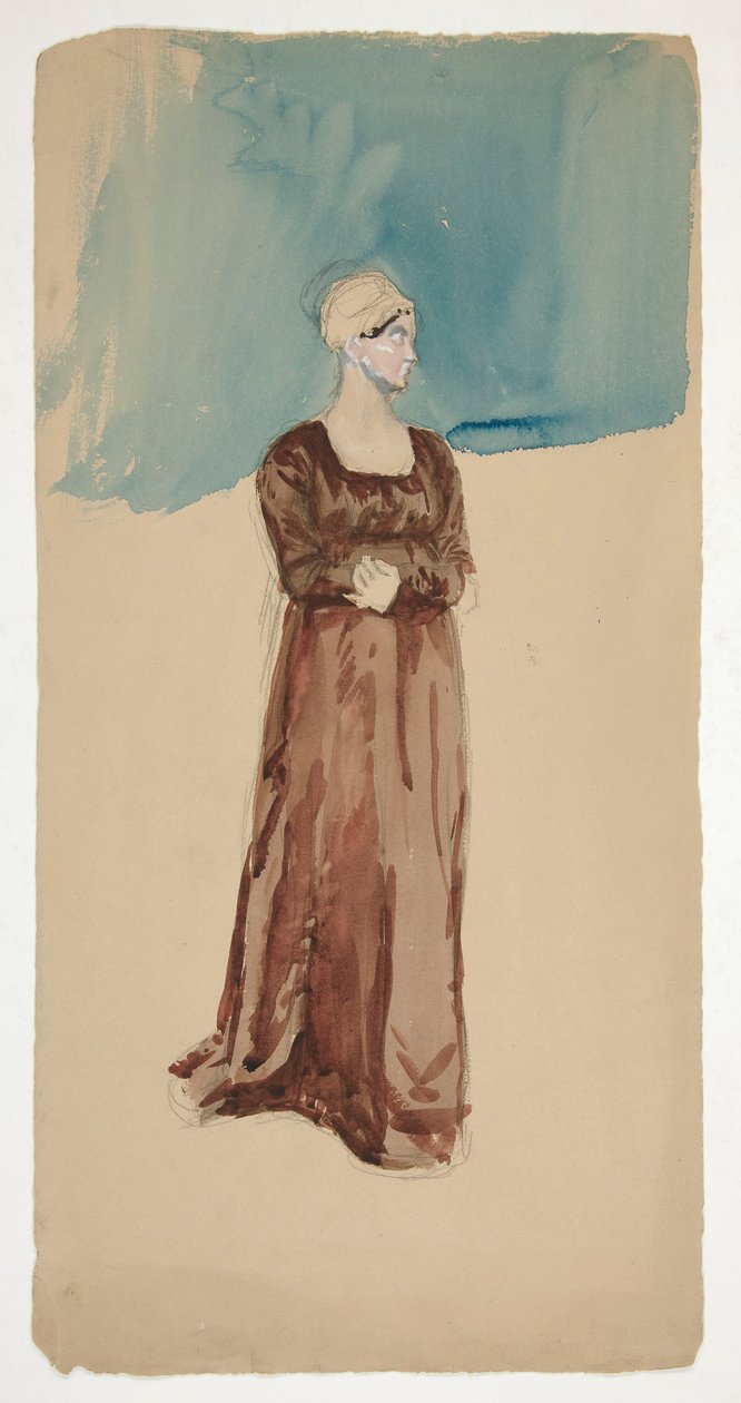 Skiss av en kvinna - oidentifierad av Edwin Austin Abbey