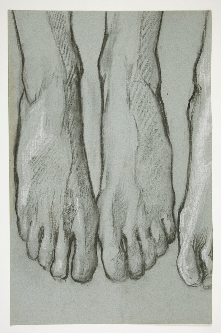 Skiss på tre fot (recto); Skiss av en fot (verso) av Edwin Austin Abbey