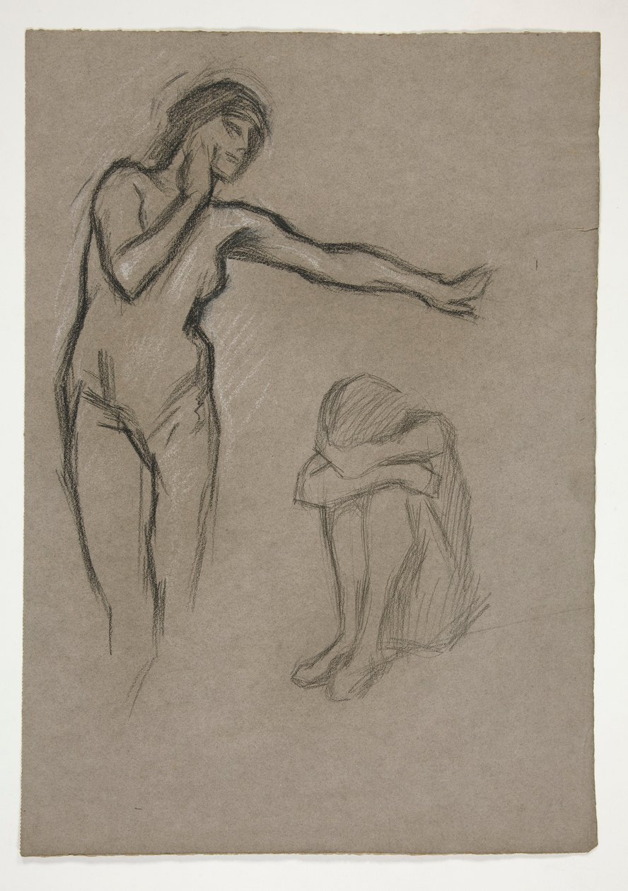 Skiss av två figurer av Edwin Austin Abbey