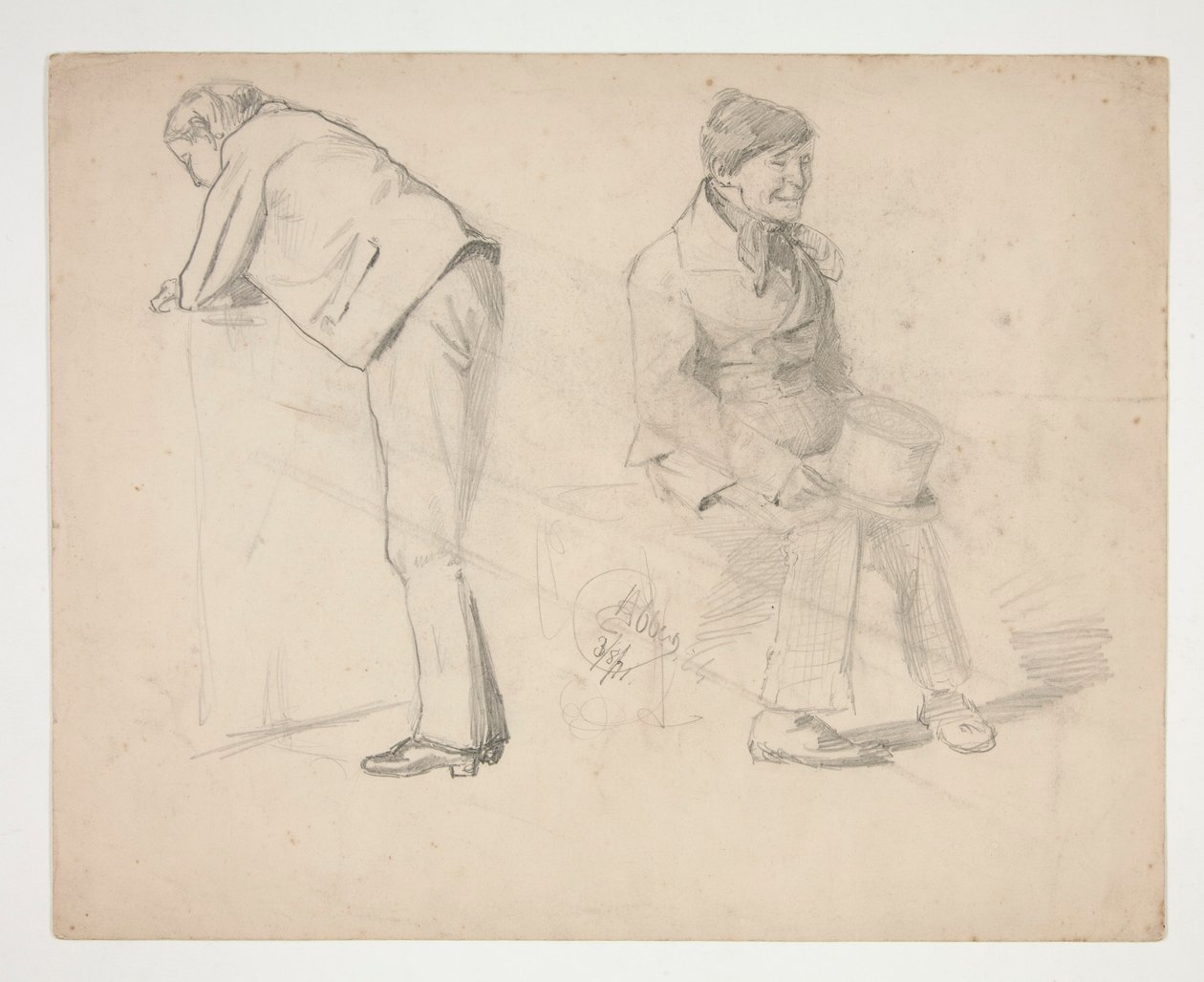 Skiss av två män - oidentifierad illustration av Edwin Austin Abbey