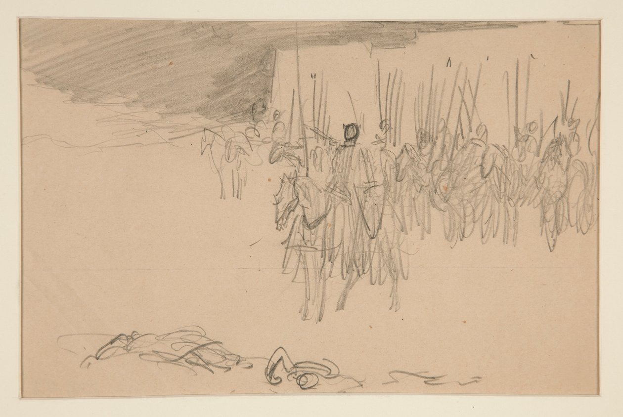 Soldat till häst - (oidentifierad illustration) av Edwin Austin Abbey