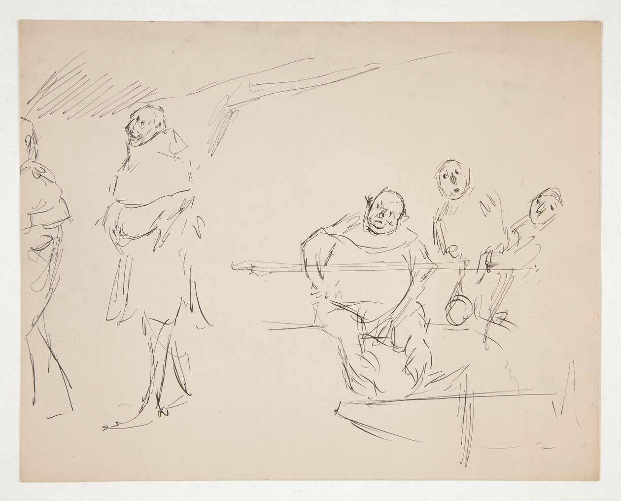 Studier för en oidentifierad Shakespeare-pjäs (Falstaff?) (recto and verso) av Edwin Austin Abbey