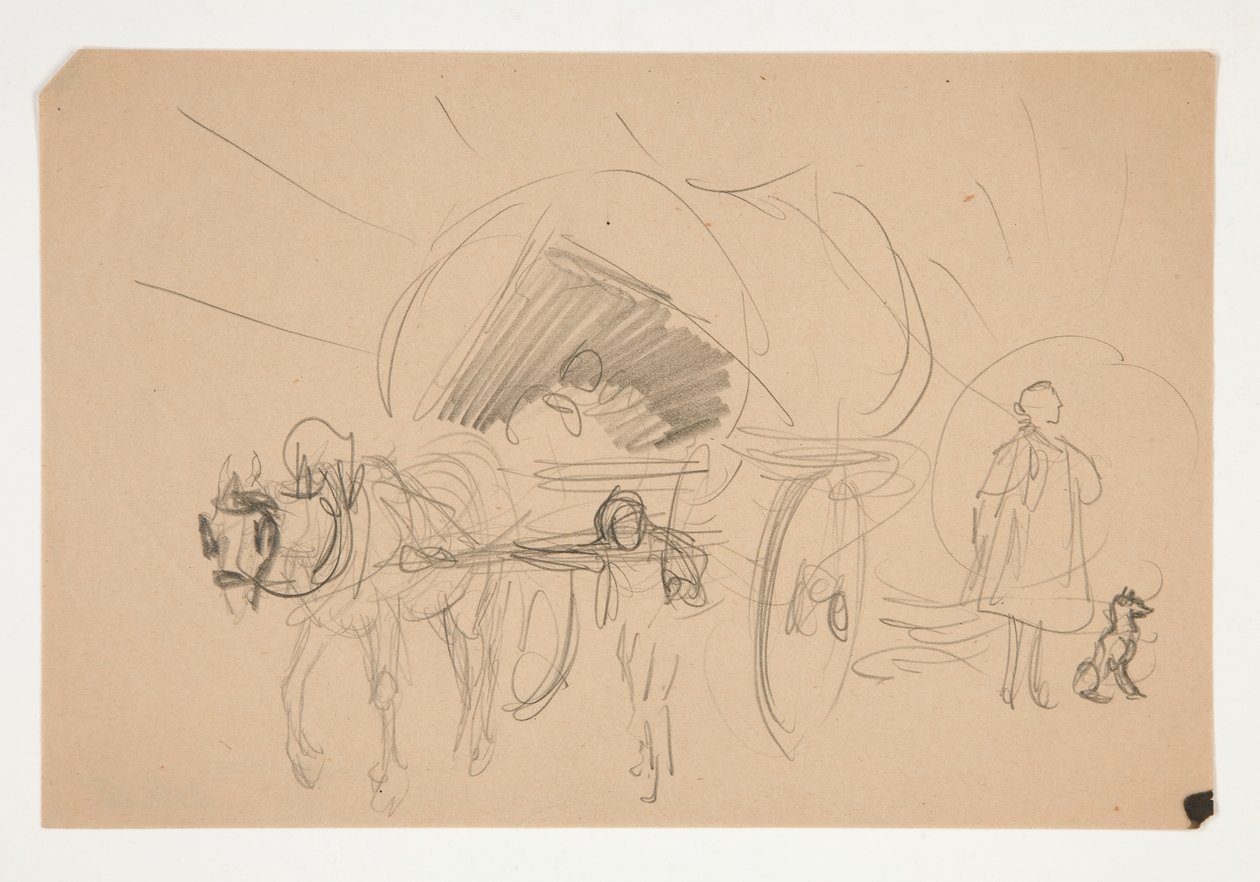 Studie för .1201 - illustration för Oliver Goldsmith av Edwin Austin Abbey